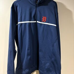 Nike Men's Navy Blue Sweater with Red Logo